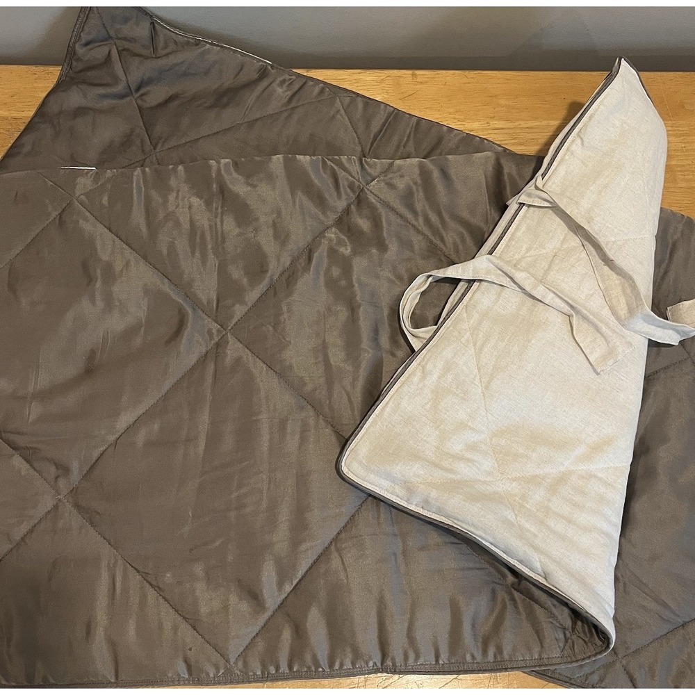 Pottery Barn 2 King Linen Silk Cotton Diamond Quilted Tie Pillow Sham Brownstone